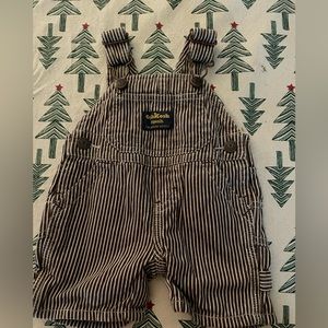 Oshkosh B’Gosh striped brown railroad  pinstripe overalls 3 month